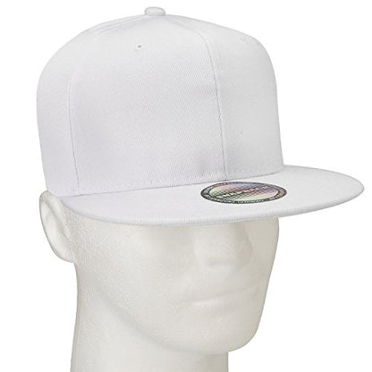 Falari Wholesale 12 Pack Snapback Hat Cap Hip Hop Style Flat Bill Blank Solid Color Adjustable Size - color: 12-pack White