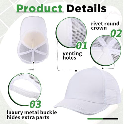 Suhine 24 Pcs Blank Trucker Hat Bulk,Unisex Baseball Cap - color: White