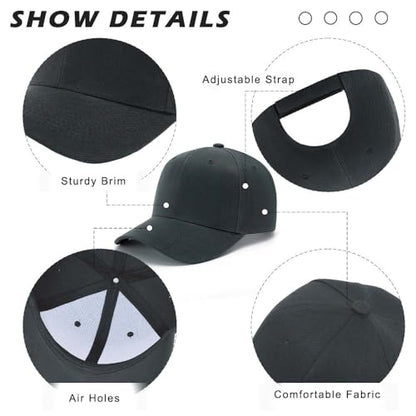 ZH Plain Adjustable Baseball Cap - Lot of 12 Unisex Blank Design Caps - color: Dark Gray