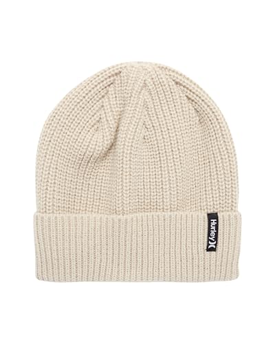 Hurley Men's Cuffed Beanie - Classic Midweight Loose Knitted Winter Hat for Men - color: Oatmeal