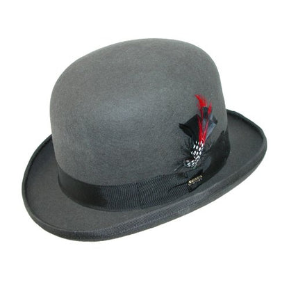 Scala Men's Furlong Wool Felt and Grosgrain Trim Derby Bowler Hat Chocolate