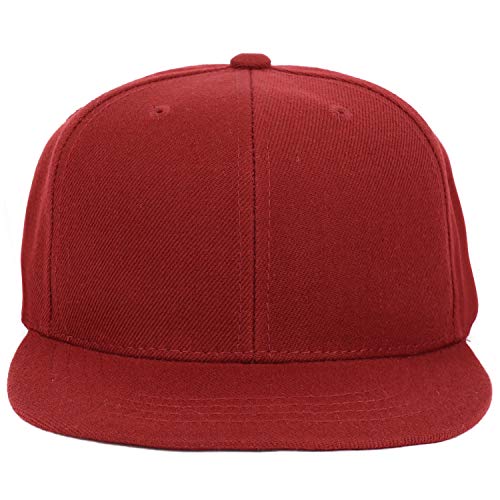 Armycrew Youth Kid's Solid Color Flat Bill Snapback Baseball Cap - color: Cardinal