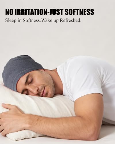 ROYBENS 100% Cotton Thin Slouchy Beanie Hat Women Men Lightweight Chemo Cap - color: 1pcs-charcoal Grey