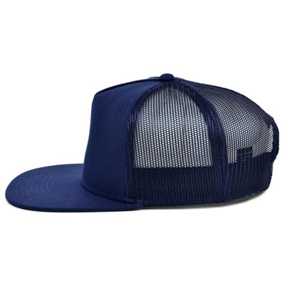 Lids Blank Essential 5-Panel Trucker Adjustable Snapback Hat - color: Navy