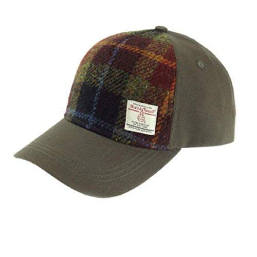 Tartan Baseball Cap in Harris Tweed by Glen Appin Of Scotland Limited - color: Rust Red & Green
