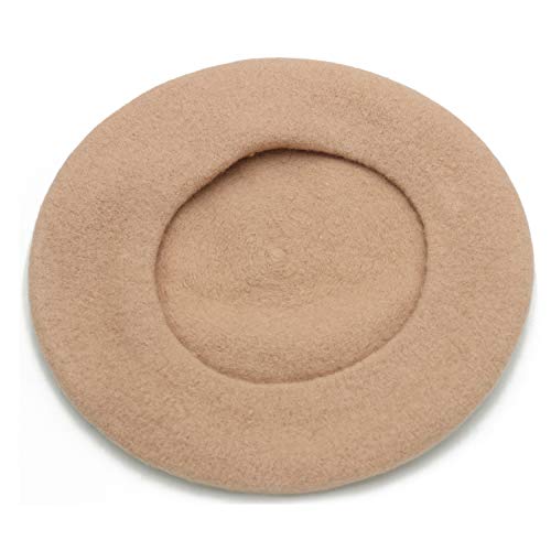 Wheebo Wool Beret Hat,Solid Color French Style Winter Warm Cap for Women Girls Lady - color: Apricot