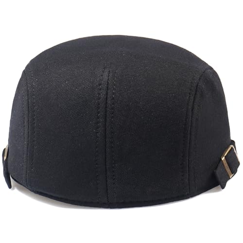 Men's Cotton Newsboy Hats Flat Ivy Gatsby Cap Irish Cabbie Ivy Driving Hunting Hat - color: Black