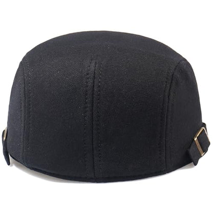 Men's Cotton Newsboy Hats Flat Ivy Gatsby Cap Irish Cabbie Ivy Driving Hunting Hat - color: Black