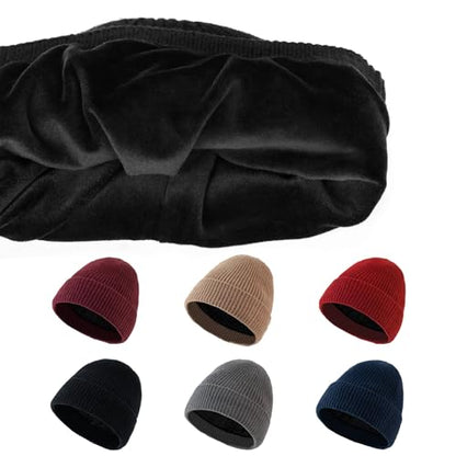Winter Beanie for Men Women Fleece Lined Beanies Hats Soft Warm Thick Knit Hat - color: Khaki