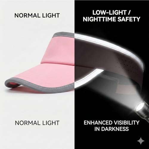 Reflective Brim Quick Dry Lightweight Visor Hat - color: Pink & Light Gray