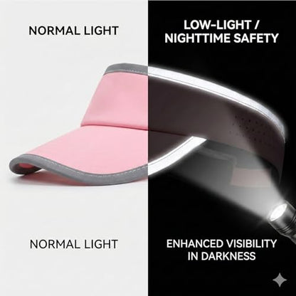 Reflective Brim Quick Dry Lightweight Visor Hat - color: Pink & Light Gray