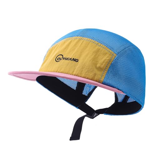 Summer Mesh Short Brim Hats for Men Breathable 5 Panel Baseball Cap Multi Color Running Hats Quick Dry Sports Cap - color: Mg-dym2577-blue
