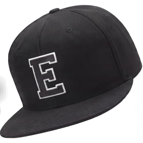 I&W Hatgear Mens 3D Silicone A-Z Patch Varsity Initial Letters Snapback Hat - color: Initial E