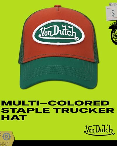 Von Dutch Unisex Trucker Hat, Colorblock, Mesh Back, Curved Bill, Snapback - color: Claystone Red