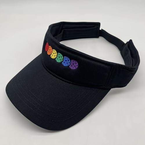 Embroidered Pickleball Visor Men Women,Gifts for Pickleball Lovers - color: Black, style: Rainbow Pickleball