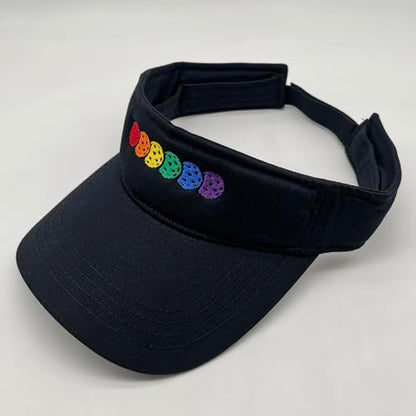 Embroidered Pickleball Visor Men Women,Gifts for Pickleball Lovers - color: Black, style: Rainbow Pickleball