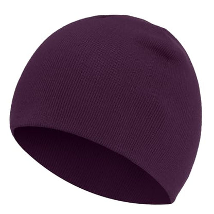 100% Cotton Beanie Hat for Men Women Cuffless Warm Winter Hats - color: 1pcs-purple