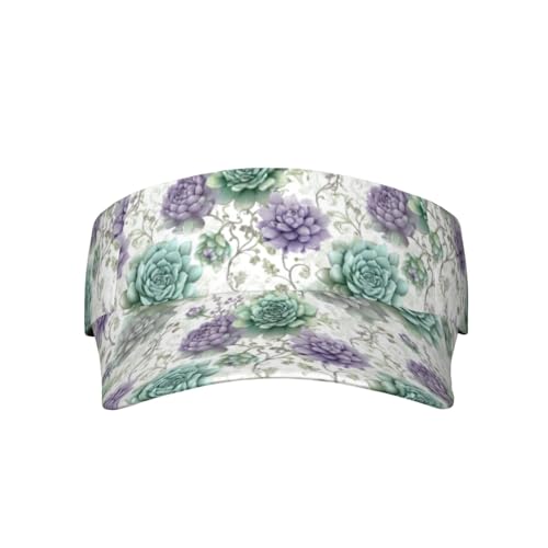 Unisex Adjustable Sports Sun Visor - color: Pastel Green and Succlent