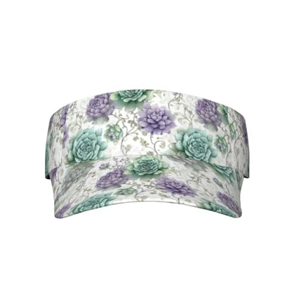 Unisex Adjustable Sports Sun Visor - color: Pastel Green and Succlent