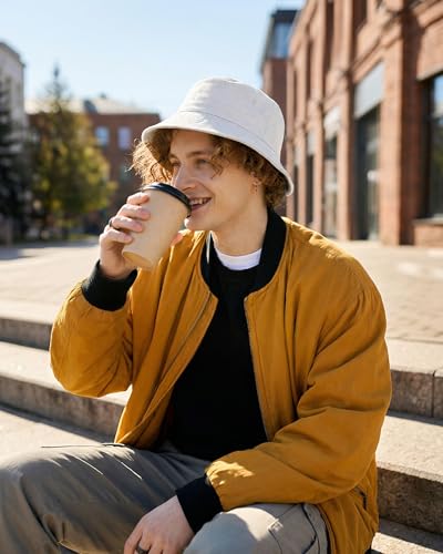HONGTEYA Bucket Sun Hats for Woman Men Cotton Summer Beach Hat Golf Fishing - color: White, size: Medium