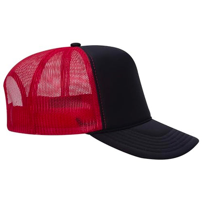 BROTHER TRUCKERS The World's Greatest Polyester Trucker Hat Blank in 73+ Colors - Wholesale Snapback Hat - color: Black/Black/Red