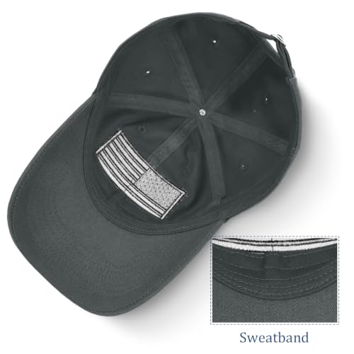 2 Pack American Flag Hats, Patriotic Adjustable Baseball Caps, Low Profile USA Dad Hats for Men Women Daily Wear - color: Black ＆ Grey