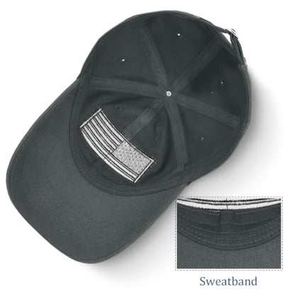 2 Pack American Flag Hats, Patriotic Adjustable Baseball Caps, Low Profile USA Dad Hats for Men Women Daily Wear - color: Black ＆ Grey
