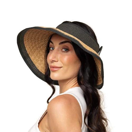 Roll-Up Visor Sun Hat for Women - Stylish, Lightweight Beach Hats for Women, Sun Hats
