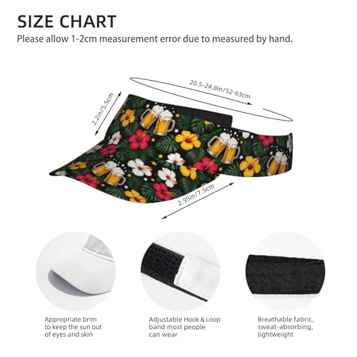 Sun Visor Hats Adjustable Open Top Sport Hat for Golf Women/Men - color: Tropical Beer Hawaiian