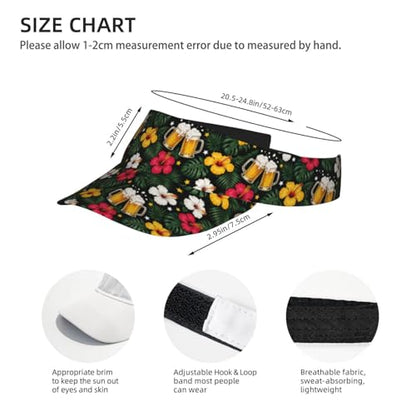 Sun Visor Hats Adjustable Open Top Sport Hat for Golf Women/Men - color: Tropical Beer Hawaiian