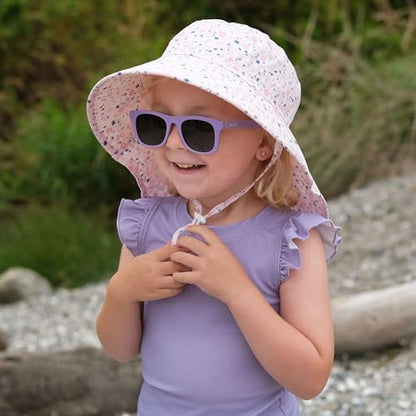 JAN & JUL Girls' Grow-with-Me Cotton Xplorer Sun Hat with Large Brim - color: Pink Blossoms, size: 0-6 Months