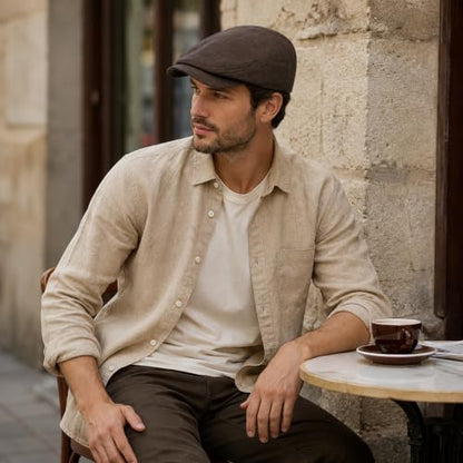 3Pcs Men's Newsboy Caps Cotton Cooling Hat Adjustable Flat Cap for Men - color: S2-coffee+beige+black