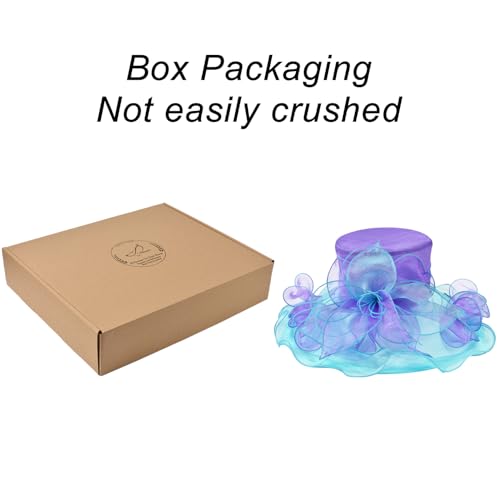2026 Derby Hats for Women Ladies, Classy Organza Sun Hat, Church Tea Party Wedding Kentucky Fascinator Hat - color: J-2462-purple-blue