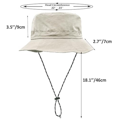 woogwin Waterproof Bucket Rain Hat with Chin Strap Quick Dry Packable Boonie Sun Hat Safari Hat UV Protection - color: Beige