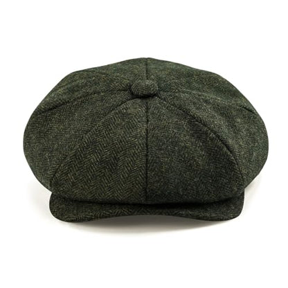 BOTVELA Men's 8 Panel Wool Blend Newsboy Flat Cap - color: Green, size: 7 5/8