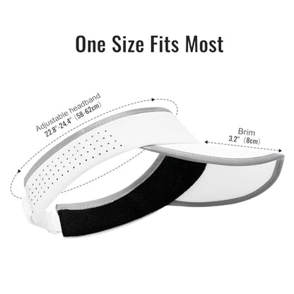 Women's Sun Visor Hat - Foldable Golf Hats Adjustable Quick Dry Running Tennis Cap, UV Protection Beach Hat for Women - color: White