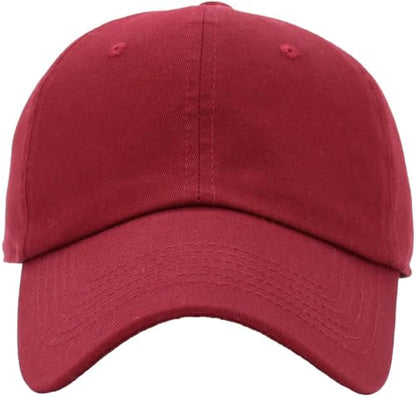 KBETHOS Classic Unisex Cotton Adjustable Low Crown Baseball Cap – Plain Dad Hat - color: Burgundy