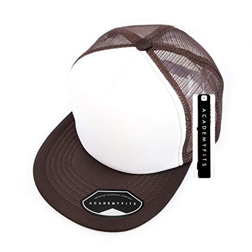 Quality 5 Panel High Crown Trucker Foam Mesh Hat Snapback Men Women Unisex Waterproof Blank Cap #2070 - color: White / Brown