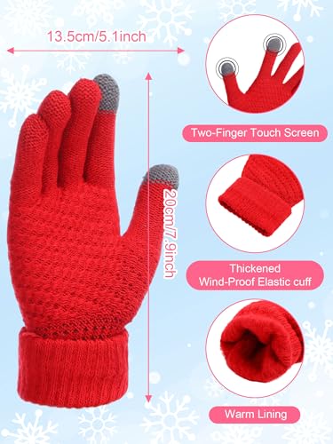 JaGely 8 Pieces Women Winter Hats and Gloves Set Women Warm Touchscreen Knitted Lined Gloves Winter Beanies - color: Army Green, Caramel,beige,red