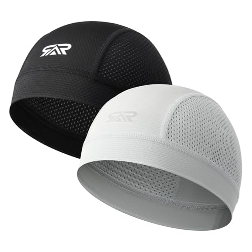 SUNMECI 2-Pack Breathable Skull Cap Mesh Helmet Liner for Men Women - color: Black+gray