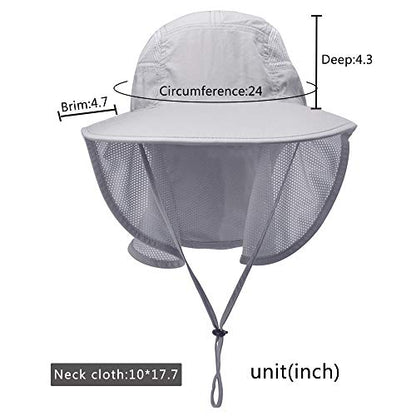 Unisex Outdoor Activities UV Protecting Sun Hats with Neck Flap - color: Black-grey