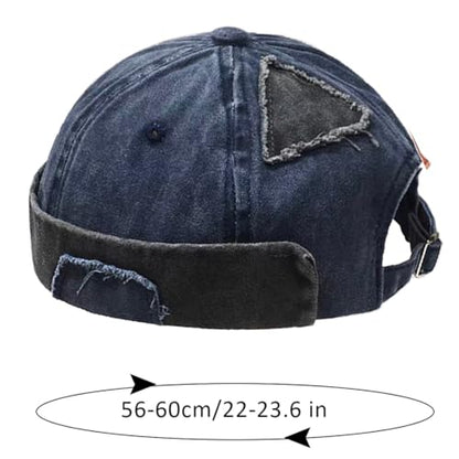 Men Dome Brimless Hats Sailor Docker Beanie Cap Hip Hop Skull Caps - color: Denim Blue