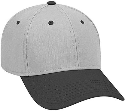 Ashen Fane 6 Panel Structured Low Profile Superior Cotton Twill Basic Baseball Hat - color: Blk/Gry/Gry