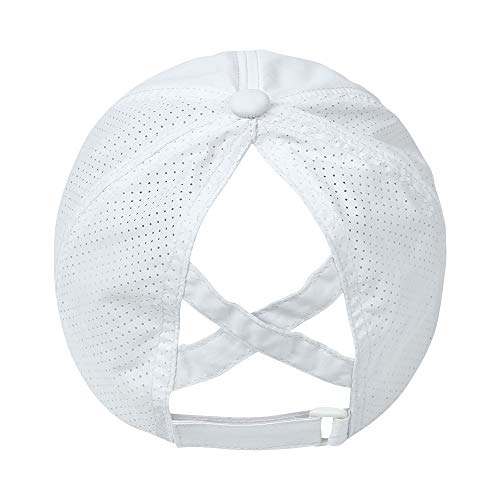 Womens Criss Cross Ponytail Hat Quick Drying Baseball Cap Sun Hats UV Protection Sport Cap - color: White