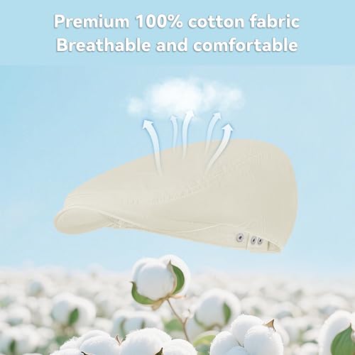 Men's Newsboy Flat Cap 100% Cotton Gatsby Ivy Golf Cabbie Hunting Summer Hat - color: Beige, size: Large