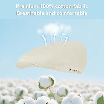 Men's Newsboy Flat Cap 100% Cotton Gatsby Ivy Golf Cabbie Hunting Summer Hat - color: Beige, size: Large