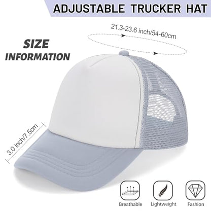 Ultrafun 10 Pack Trucker Hat Mesh Sublimation Blank Hats Adjustable Baseball Caps Hats for Men Women - color: Grey White