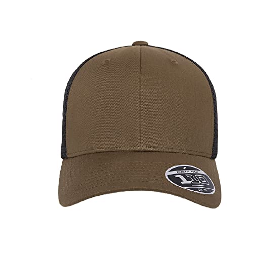 Flexfit 110M Trucker Mid-Profile Mesh Back Snapback Cap - color: Coyote Brown/Black
