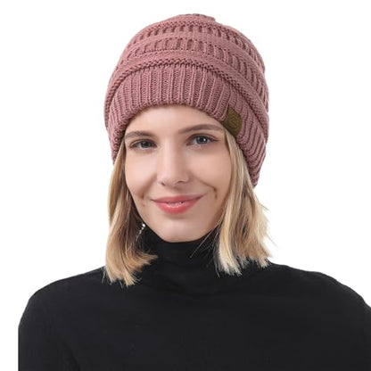 American Trends Winter Hats for Women 4 Pack Beanie Hats Caps Knit Chunky Slouchy Beanie Hats - color: A Pin K