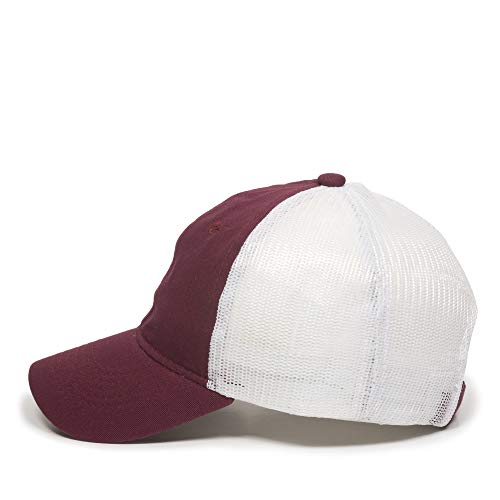 Outdoor Cap Garment Washed Meshback Cap - color: Burgundy/White